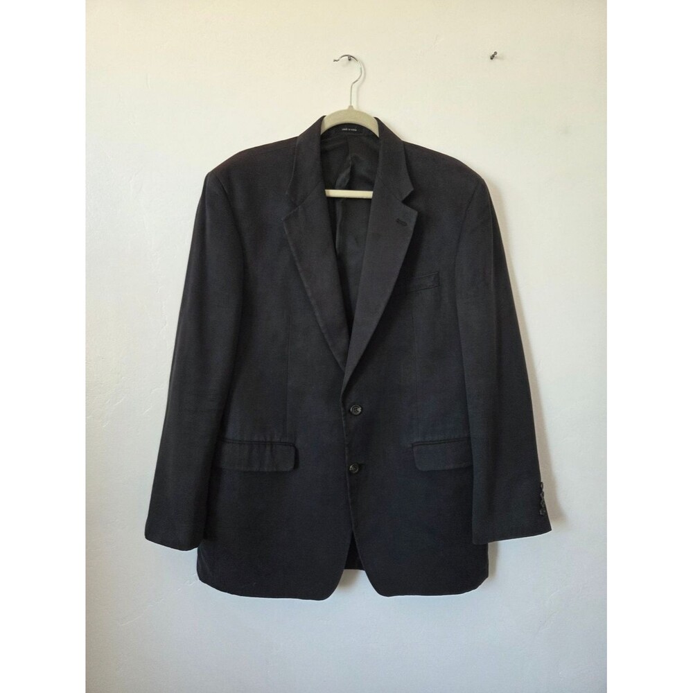 Chaps Faux Suede Black Blazer Sport Jacket Men's 42 L Single Breasted Retro
